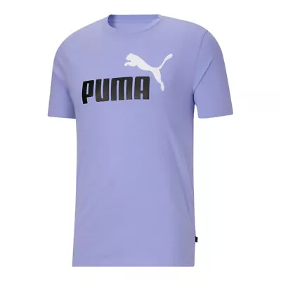 Puma Essential 2 Logo Crew Neck Short Sleeve T-Shirt Mens Purple Casual Tops 586 • $14.99