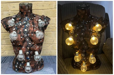 £24.99 • Buy Steampunk OOAK LAMP Torso Jewellery Mannequin Apocalypse Metal Effect Unique