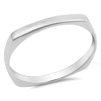 Square Dome Modern Minimalist Thumb Sterling Silver Ring Sizes 4-12 • $13.99