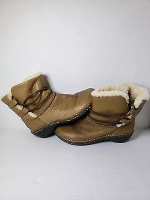 UGG Caspia Shearling Leather Winter Boots 1932 Brown Lace Up Fur Women’s Size 6 • $49.99