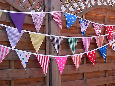 £3.99 • Buy Fabric Bunting.vintage Floral Gingham.weddings.all Lengths.