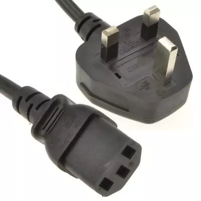 IEC C13 SOCKET CABLE LEAD WIRE POWER 3 PIN UK PLUG KETTLE PC MONITOR TV 1 2 3 5m • £10.49