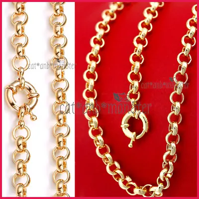 18k Gold Filled Vintage Belcher Chain Ring Link Solid Womens Lady Charm Necklace • $15.99