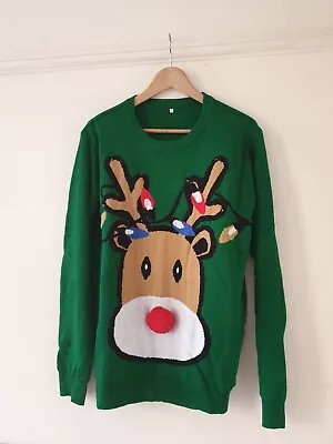 WomenLED Ugly Christmas Pullover Light Up Ugly Sweater Crew Neck Xmas Knitted... • £8.50