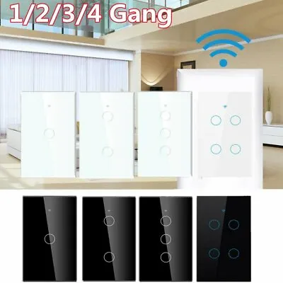 $27.99 • Buy 1/2/3/4 Gang WiFi Switch Light Smart Home Touch RF Wall Panel For Alexa Google