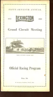 October 2 1929 Lexington Trots Pacing Futurity Harness Racing Program • $15.96