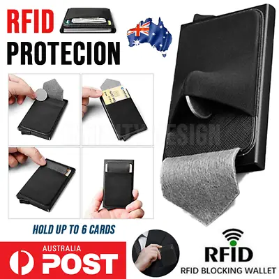 $6.95 • Buy RFID Blocking Aluminum Slim Wallet ID Credit Card Holder Metal Case Back Pouch