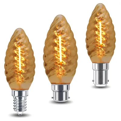 £5.99 • Buy Vintage Retro Twisted LED Candle Light Bulb Edison Filament Style 1W Candle Lamp