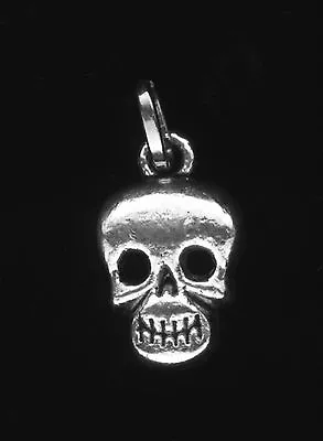 Motorcycle Biker Goth Gothic Silver Skull & Crossbone Bones Charm Pendant Loop • $1.19
