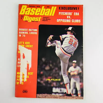 VTG Baseball Digest Magazine February 1976 Jim Palmer Pitching By Carl Skalak • $9.95