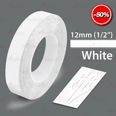 WHITE 12mm 1/2  Roll Pin Stripe PinStriping Solid Line Tape Vinyl Car STICKER • $6.80