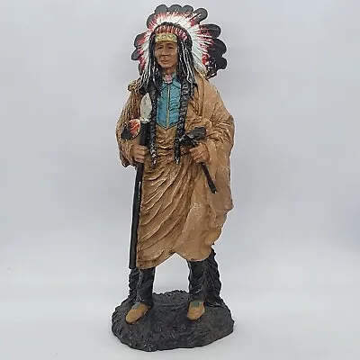 Large Vintage Native American Chief In Headdress Figure  11.5inch Resin  • £34.99