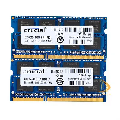 16GB Crucial 8GBx2 PC3L-12800 DDR3-1600Mhz SODIMM Memory RAM Fo Macbook Pro 2012 • $19.99