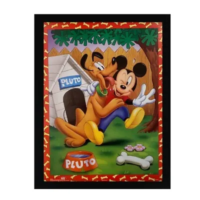 Disney Mickey Mouse And Pluto Art Wood Framed Picture Print • $44.99