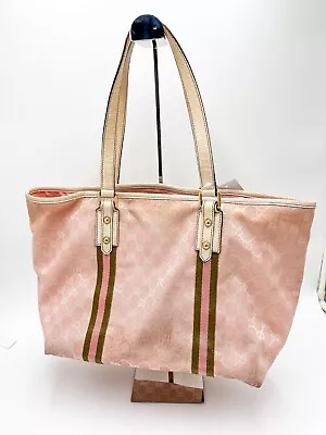 Authentic GUCCI Vintage Shoulder Tote Bag GG Canvas Leather Pink 【AB】22906 • $110