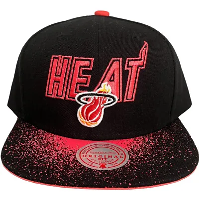 Mitchell & Ness NBA Spray Paint Miami Heat Snapback Adjustable Hat Cap OSFM • $29.96