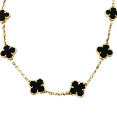 Van Cleef & Arpels Vintage Alhambra YG750 Onyx Necklace From Japan • £6363.75
