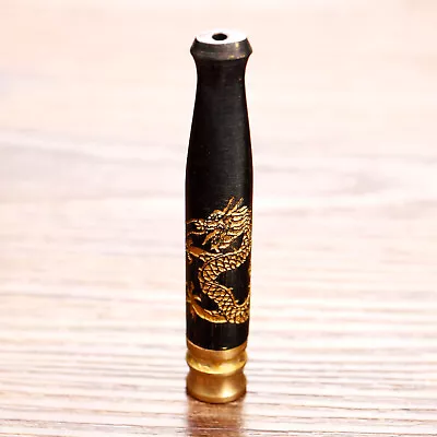 Vintage Dragon Carving Wood Filter Smoking Pipe Mouthpiece Cigarette Holder Tool • $14.15