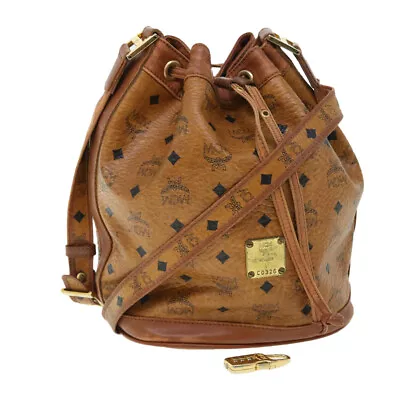 MCM Vicetos Logogram Shoulder Bag PVC Leather Brown Auth Am4948 • $180