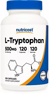 Nutricost L-Tryptophan 500mg 120 Capsules - Gluten Free Non-GMO • $15.98