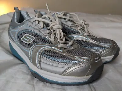 Skechers Shape Ups XF Accelerators Athletic Shoes Womens US Size 9 Silver Blue • $23.09