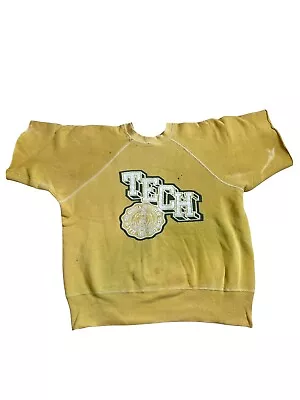 Vintage Georgia Tech Sweatshirt GA Institute Of Technology DISTRESS Short Sleeve • $60.84