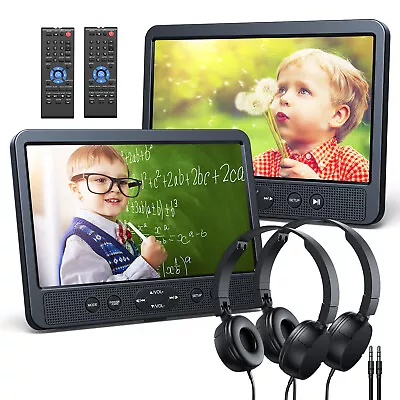 2x10.5  Full HD Car Headrest Monitor Portable DVD Player USB Region Free Headset • $147.86