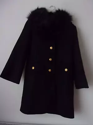 $82.93 • Buy New Zara Black Wool Blend Manteco Coat With Faux Fur Collar Size: M RRP: £139