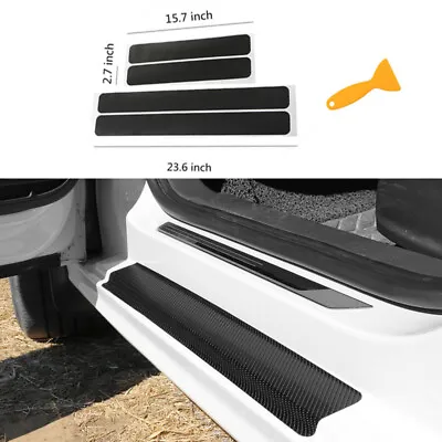 Car Accessories Carbon Fiber Stickers Door Sill Protector For SUV Sedan Parts • $21.99