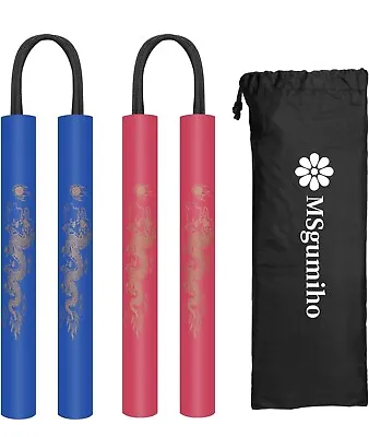 Foam Nunchucks Nunchaku Dragon Pattern Martial Art Karate Training 2 Red & Blue • $14