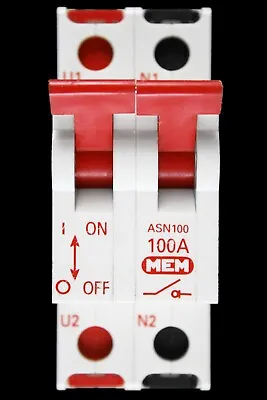 £5.95 • Buy Mem 100 Amp Double Pole Main Switch Disconnector Asn100