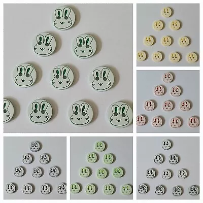 10 Rabbit Face Buttons Size 13mm In Various Colours Ideal For Baby Knits • £3.69