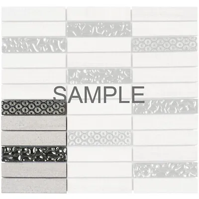 Raw White Oak Gray Marble Stone Mosaic Tile Stacked Pattern Backsplash • $2.99