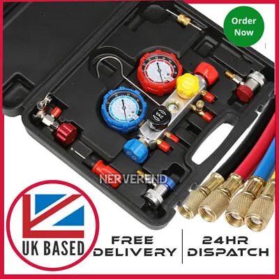 Air Conditioning AC Diagnostic A/C Manifold Gauge Tool Kit Refrigeration Set • £44.95