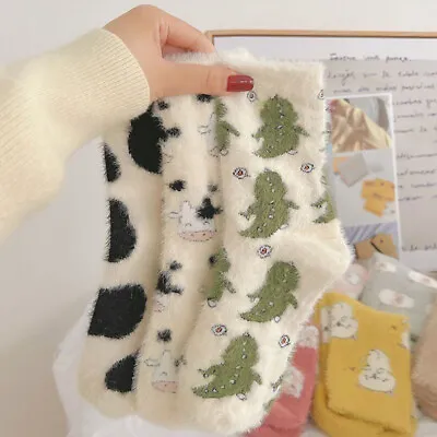 Fleece Sweet Female Hosiery Socks Cute Floor Socks Mid-tube Socks Christmas Gift • £3.71