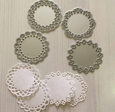 4Pcs Lace Edge Circle Frame Metal Cutting Die Stencils For DIY Scrapbooking • £3.69