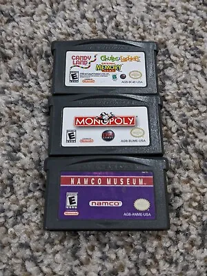 Lot Of 3 Nintendo GameBoy Advance Games Candy Land Monopoly Namco Museum Arcade • $17.59