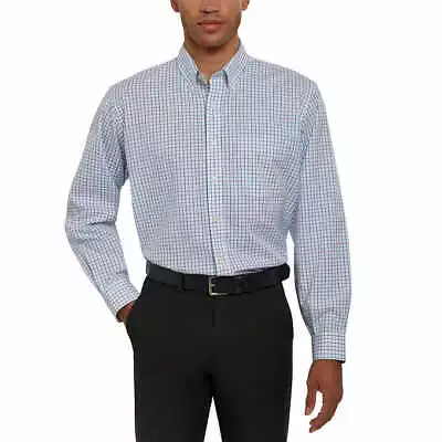 Kirkland Signature Men’s Traditional Fit Dress ShirtTeal Navy White Grid • $19.99