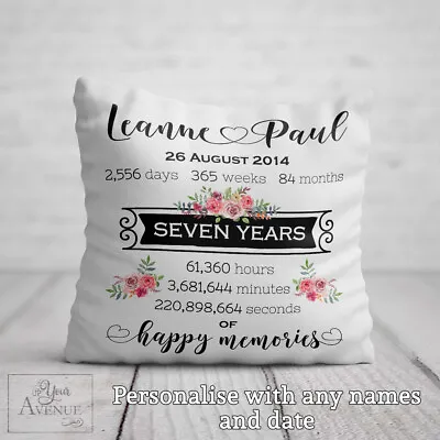 7th WEDDING ANNIVERSARY GIFT 7th Anniversary Cushion Personalised 7 Years Pillow • £21.99