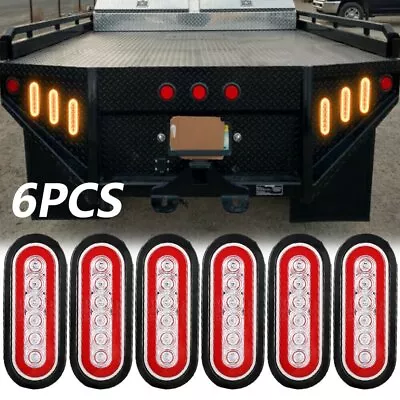 6x Oval LED Tail Lights Truck Trailer Stop Turn Backup Light Lamp 6'' Red Amber • $58.99