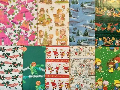 Vintage Christmas Gift Wrapping Paper NOS 9 Sheets - Excellent Vintage Cond • $24