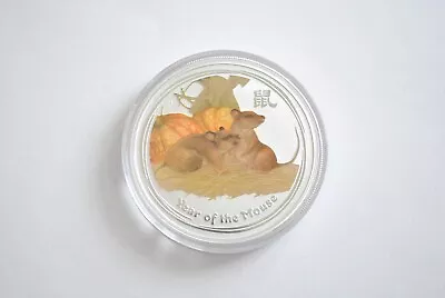 2008 Silver Lunar Year Of The Mouse 1 Oz Colorized  Australia Series 2 • $194.50