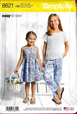Childs Girls Dress Top Pants & Knit Camisole Size 3-6 Sewing Pattern • £6.99