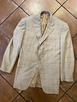 Ermenegildo Zegna Vintage Windowpane Check Sport Jacket In Yellow Tan 44/40 L • $65