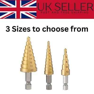 HSS Stepped Drill Bits Cone Titanium Bit Hole Cutter • £3.95