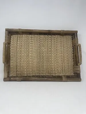 Vintage Bamboo Rattan Serving Tray 18”x13” • $39