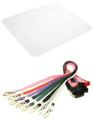 £1.75 • Buy Flexible Plastic ID Card Badge Holder & ID Soft Neck Lanyard With Metal Clip