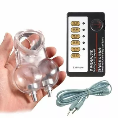 Estim Shock Male Chastity Cage Delay Device Ball Scrotum Penis Ring Body Enhance • £5.18