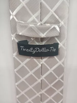 Twenty Dollar Tie Men's 100% Silk Handmade Beige/Taupe Geometric Sheen Pointed • $13.81