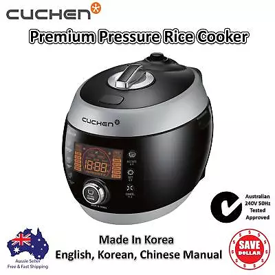 Cuchen Electric Multi Pressure Korean Rice Cooker 10 6 Cup Silver 240V 50Hz • $399